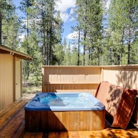 Cozy cabin with private hot tub deck grill central AC & W&D - dog-friendly