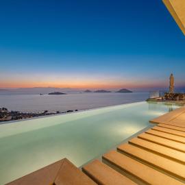 Villa View Bodrum Infinity Pool Sunset over Greek Islands Private Concierge Breakfast Up to 10 Guests