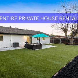 Entire Private House with King Bed, Garage, Gated Backyard, 4Bedrooms 2Bathrooms, Available Now