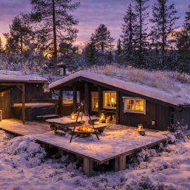 Cozy, modern log cabin