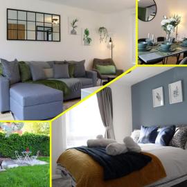 3BR Entire House, Garden, BBQ, Free Parking, 2 Bathrooms, Sleeps 7