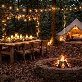 Peaceful Bell Tent Campsite with Fire Pit & String Lights Near Madison Township, Indiana, hotel in Madison