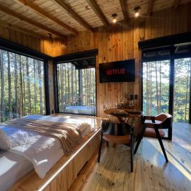 Cabana para casal com banheira e vista na natureza, отель в городе Benedito Novo