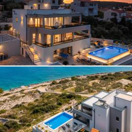 Luxury seaside Villa Porat with pool, sauna and sea view in Kanica - Rogoznica, hotel in Rogoznica