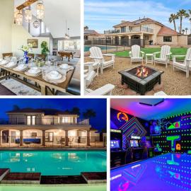 5BDRM Lux Estate- Heated Pool and Neon Arcade Room