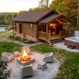 Lake View Cozy Cabin Hocking Hills with Pond and Hot Tub, hotel v destinaci Rockbridge