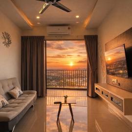 Sunset View 3BR Condo with Swimming Pool Free WiFi & Netflix near Lake Garden, hótel í Taiping