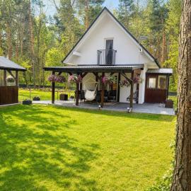 Domek w lesie blisko rzeki