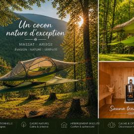 D'Tente Sky lodge Tente suspendue sous les étoiles vue nature: Massat şehrinde bir otel