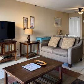 Spacious condo with views of the gulf near beaches features shared pool
