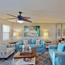 Updated condo with Gulf & river views & pool - across from beach & near dining