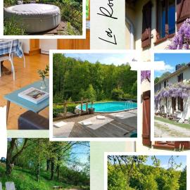 Les Glycines Gîtes - La Roche gîte - shared solar heated pool - garden spa - fenced garden for dogs, hotel in Vernoux-en-Gâtine