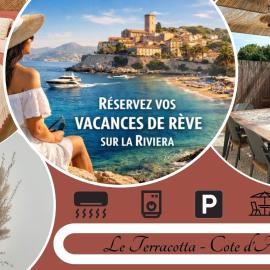 LE TERRACOTTA COTE D'AZUR - Proche PLAGE - Terrasse & Confort - CLIM - Parking et Wifi Gratuit- OFFRE SPECIALE