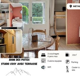Studio tout confort avec terrasse, hotell i Métabief