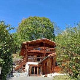 Magnifique chalet , 10 personnes, vue panoramique, bain nordique, hotell i Passy