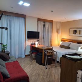 Flat hotel com cozinha no Wyndham SP à uma quadra da Avenida Paulista