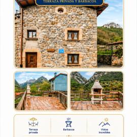 Casa Enacantadora con Terraza y Barbacoa y vista Espectacular en TresCares Junto a Ruta de el Cares y Picos de Europa