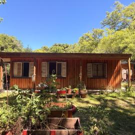 Cabaña El Chiricote rodeada de jardín en Punta Indio