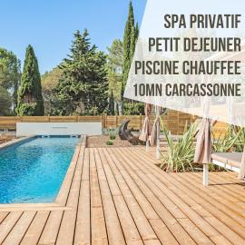 Malves-en-Minervois में, होटल Les Gîtes de Laure - L'Eden Romantique, B&B, Spa privatif et Petit Déjeuner, Couloir de nage, 10mn Carcassonne