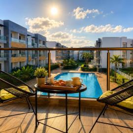 Sunny Apartment with Pool View & Terrace