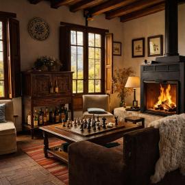 Refugio Serrano con Chimenea y Caballos