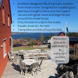 Large, Stunning Sea View, Jacuzzi, Kayaks & Boat, hotel v destinaci Åkersberga