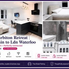 Chic Surbiton Retreat Fast Train to Ldn Waterloo, hotel em Surbiton