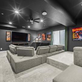 Modern Home with Firepit Grill Cinema Room