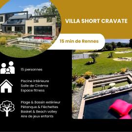 Villa Short Cravate - 15 pers - Piscine intérieure & Cinéma - Rennes – hotel w mieście Laillé