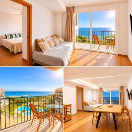 Primera línea, playa, piscina y amanecer