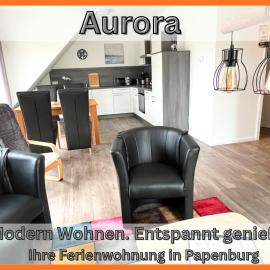 "Aurora" Papenburg Dachterrasse Neubau 74qm EBK 2 Schlafzimmer bis 4 Personen Free WiFi, viešbutis Papenburge