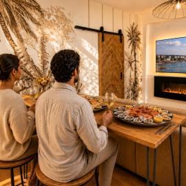 MRODBNB - Appart Neuf - Aperçu Mer - 25m Plage & Resto - Ciné - Cheminée - Popcorn, hotel in Cancale