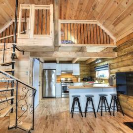 Log cabin with SPA, pool, and small beach