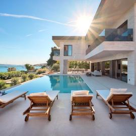 Beachfront Villa Malia near Trogir with Heated Pool & Jacuzzi