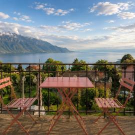 Above Montreux with views of the lake and the Alps