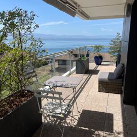 Bel appartement, lumineux et calme, terrasse, vue lac et montagne - 5 mn Evian, hotel a Neuvecelle