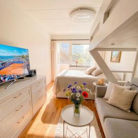 Bright Studio Apartment with Sun Terrace, Central Båstad