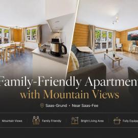 Family-friendly apartment with mountain views