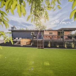 For Families and Large Groups Hot Tub Turf Yard Outdoor Dining and Games