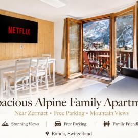 Spacious Alpine Family Apartment near Zermatt، فندق في راندا