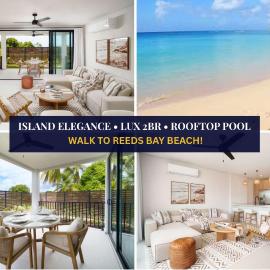 Caribbean Luxury 2BR Walk to Beach Sky Pool Deck