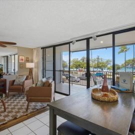 Maui Parkshore 212- 2 bedroom Kihei condo, AC, across from beach, view