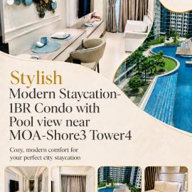 Stylish Modern Staycation-1BR Condo with Pool view near MOA-Shore3 Tower4, hotel en Manila