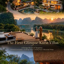The First Glimpse Karst Villas - Where Mountain & Li River Views Capture Your Heart at First Glimpse - Neo-Chinese Courtyard Design & Personal Soaking Tubs - Infinity Pool & a Single Secluded Pool Suite, hotelli kohteessa Yangshuo