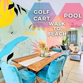 FREE Golf Cart • Walk to Beach • Pool • Dog friendly• Floor Bedroom