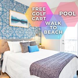 Pool · FREE Golf Cart · 5 Min Walk to Port Aransas Beach · Large Balcony · Gas & Charcoal Grill