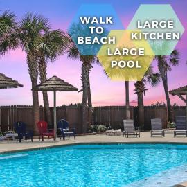 Large Pool • Beach Walkable • Beach Gear • Grill