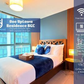 FREE Welcome Breakfast, BGC 1BR, 300Mbps Fiber, Steps to Mitsukoshi & Uptown, 12Q, hotell Manilas