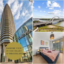 AC Eurovea Tower Apartment with Balcony & Danube View, hotell Bratislavas
