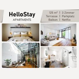 Luxuriöses 3-Zimmer-Apt I Terrasse I Familienfreundlich I Küche I Netflix I Kostenloser Parkplatz I 125 m2
